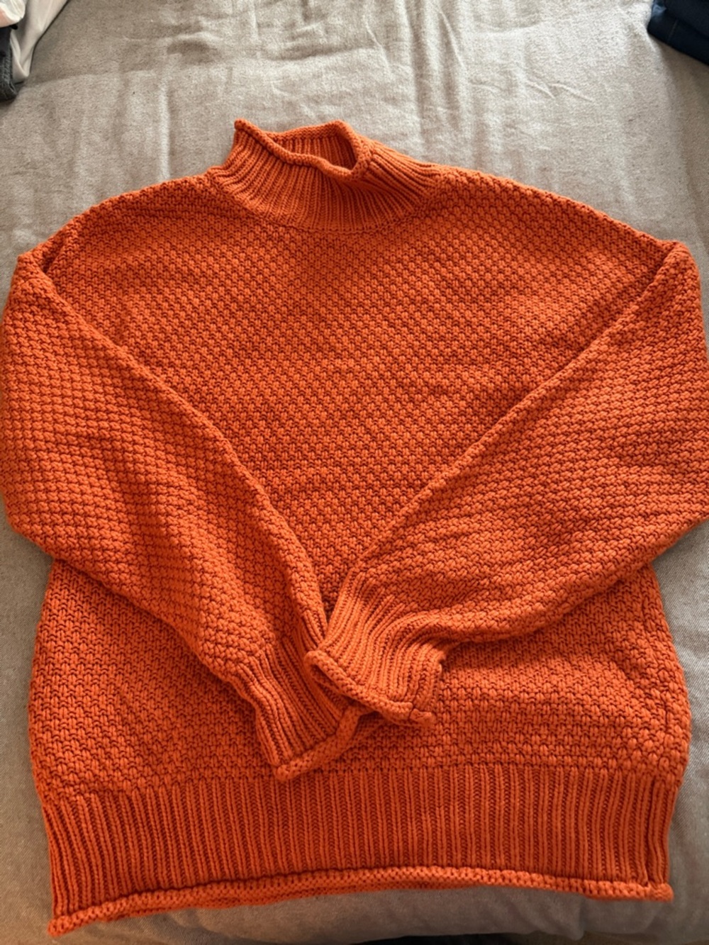 Medical Women's Orange Textured Mock Neck Sweater-size L